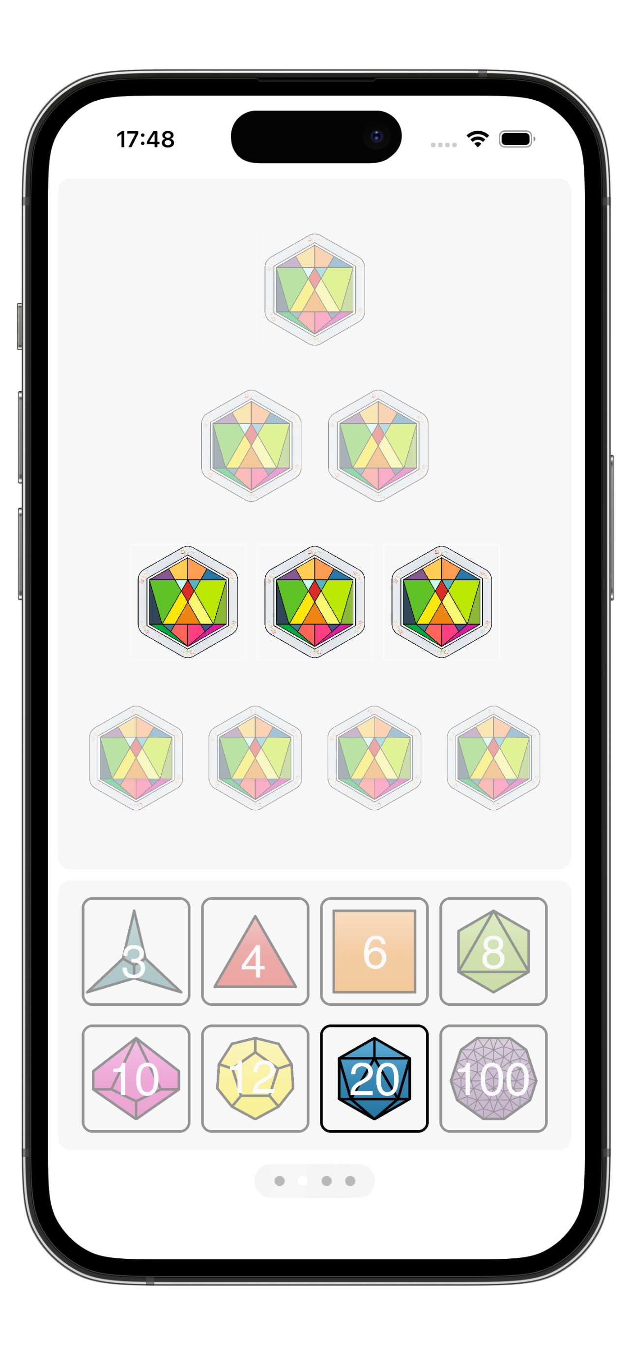 Lemocu Dice screen showing dice options